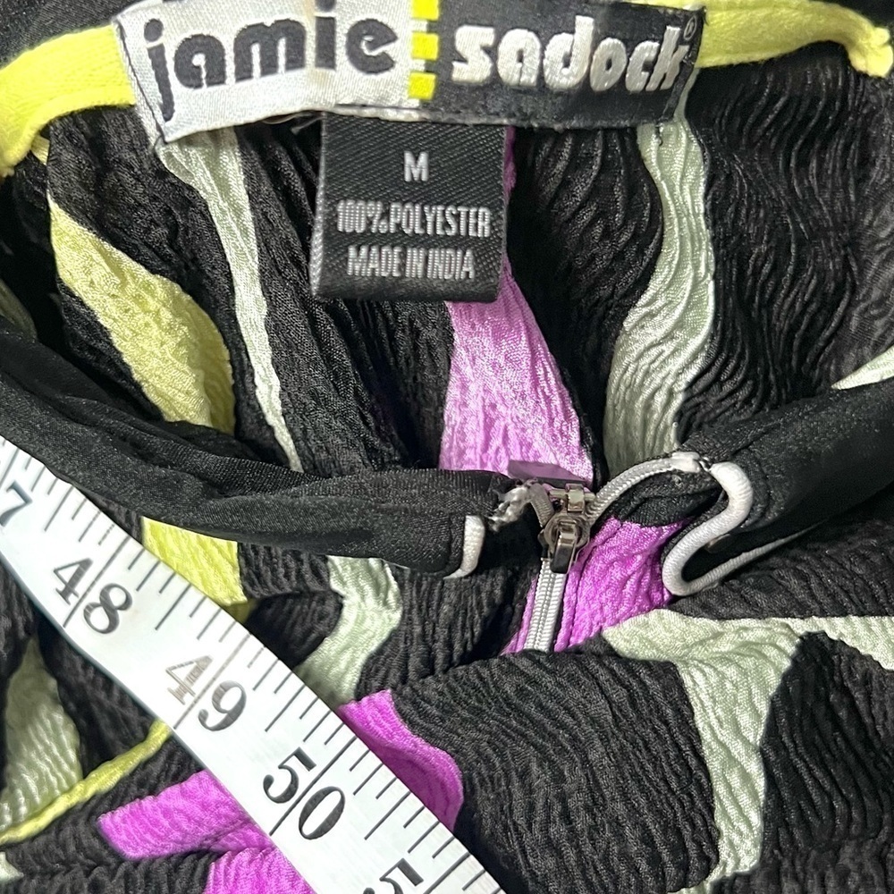 Jamie Sadock Textured Golf Top 1/4 Zip Sleeveless Abstract Neon Print Size M - Picture 3 of 10